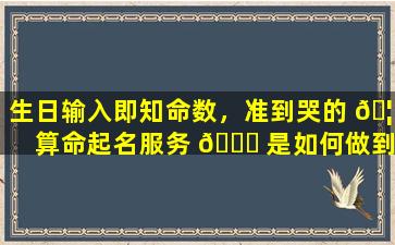 生日输入即知命数，准到哭的 🦈 算命起名服务 🐎 是如何做到的